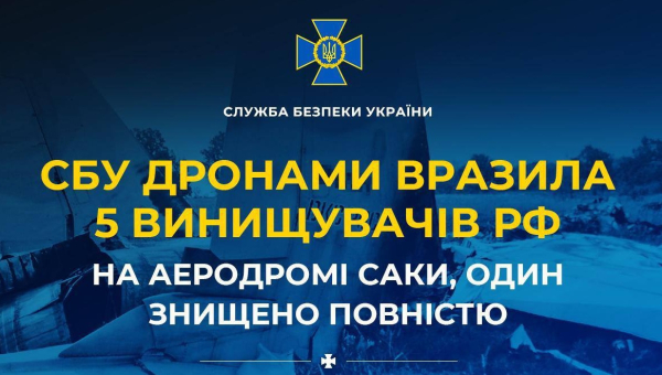 СБУ українські дрони вразили п’ять винищувачів на аеродромі «Саки» в Криму